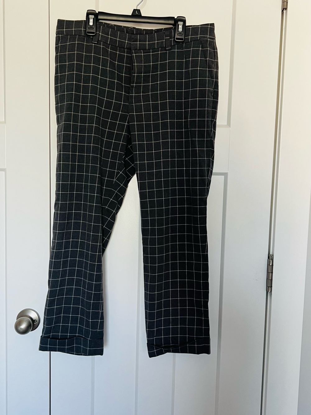Black Windowpane Cropped Dress Pants